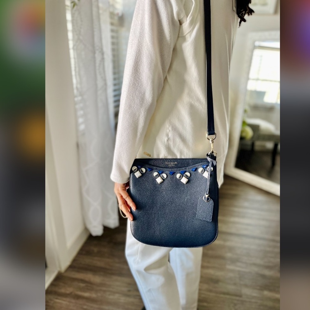 Kate Spade Embellished Crossbody Purse Blue New